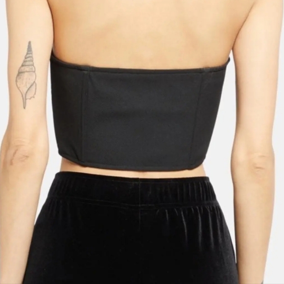 GANNI Black corset  top with gold buttons size 32 (size 0) new without tags - Picture 2 of 7